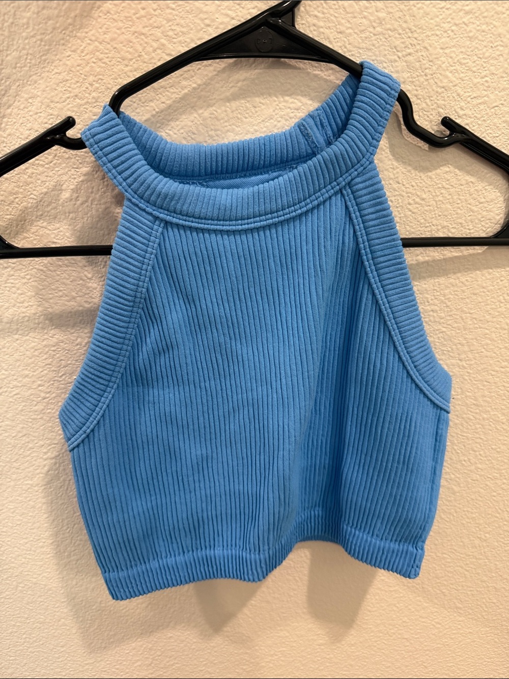 aerie Ribbed Halter Crop Top in Bright Blue